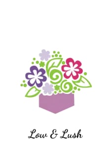 Stylized bouquet graphic above the words "Luv &amp; Lush"