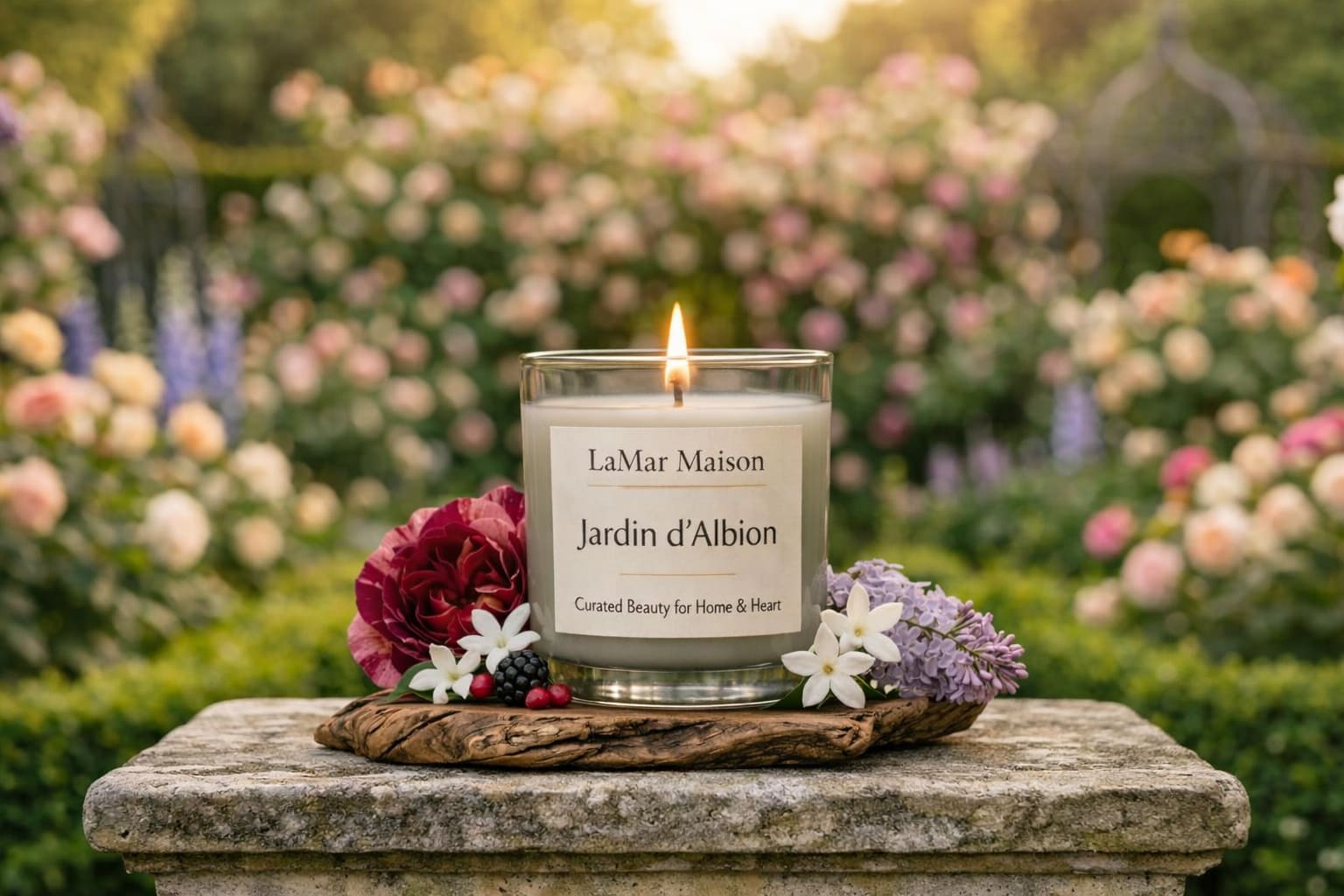 Garden of Albion (Jardin d' Albion) - Jardin d’Albion captures the quiet magic of an old‑world garden where roses climb ancient stone walls and the air hums with delicate perfume. This fragrance opens with dewy English rose and wild peony, drifting into a heart of lilac, jasmine, and soft heliotrope. Gentle notes of white woods and sheer musk settle beneath the florals, creating a serene, luminous finish. It’s the scent of wandering through a secluded garden just after rainfall — petals glistening, the world hushed, beauty everywhere you turn. Refined, romantic, and effortlessly elegant.