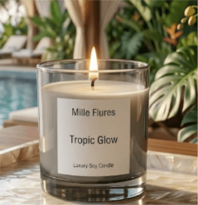 Tropic Glow - The essence of sunlit indulgence, this fragrance captures the timeless delight of strawberries swirled in velvety cream. Bright top notes of lemon zest and green leaves awaken the senses, leading into a heart steeped in ripe strawberries and luscious dairy richness. A soft base of sugared musk lingers like the warmth of a golden afternoon, inviting you to savor the sweetness of the season.
