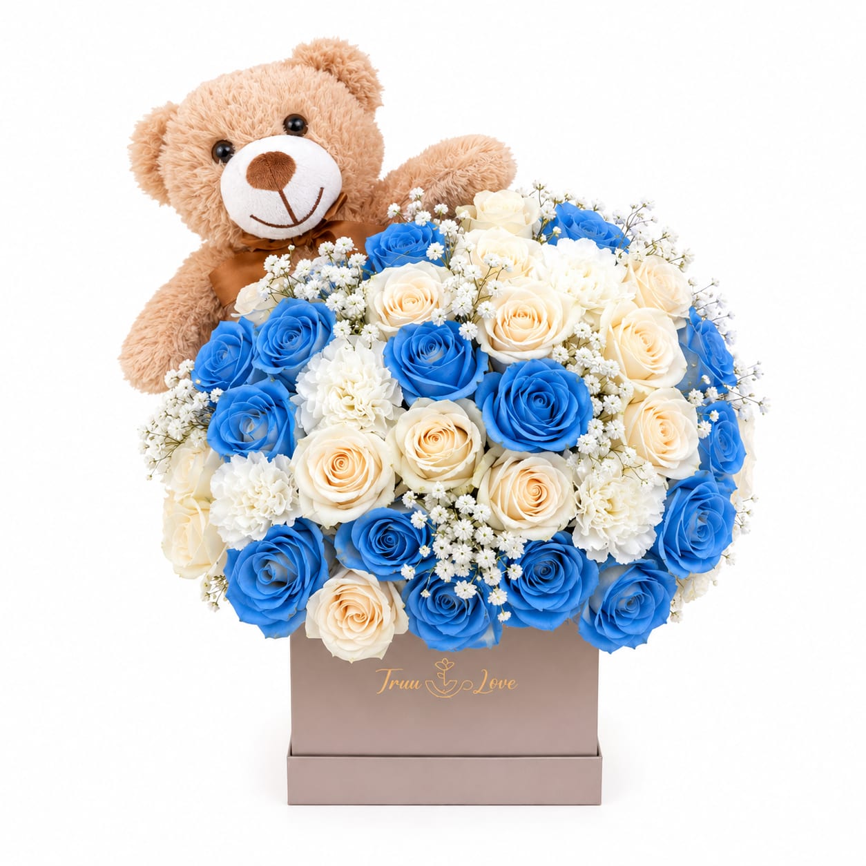 Baby Blue with Teddy Bear  - baby blue box 