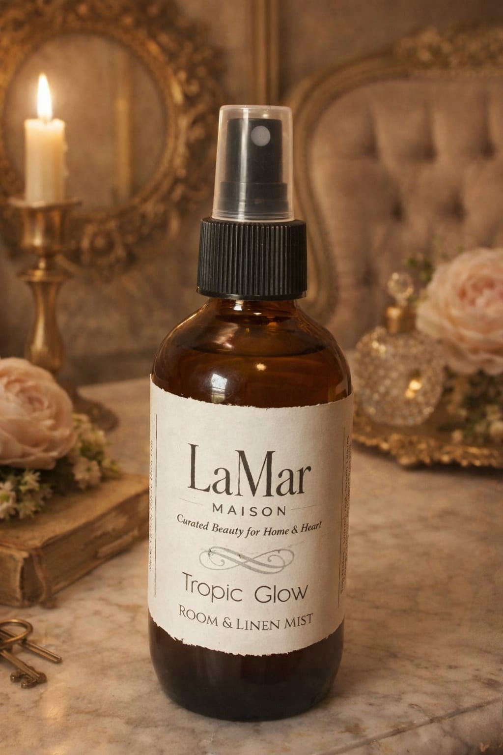 Tropic Glow Mist - Tropic Glow Room &amp; Linen Mist   A bright, sun‑kissed refresher for home, car, or office. When there’s no time to light a candle, a quick spritz instantly lifts the air with tropical warmth, leaving every space feeling clean, vibrant, and effortlessly renewed.