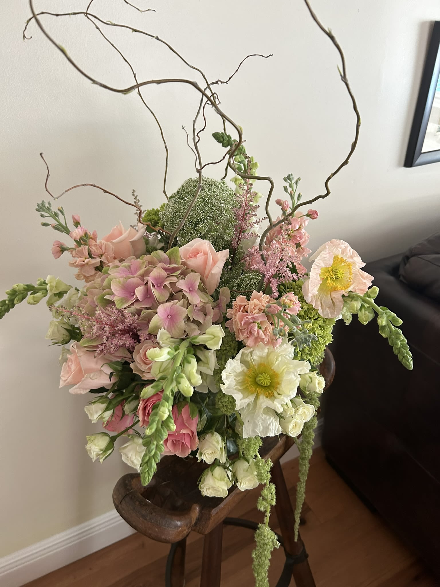 Summer fun - 2 doz roses, many accent pieces, price can be reduce without poppies, or amaranth, long green hanging stem, please call. shown in medium                 