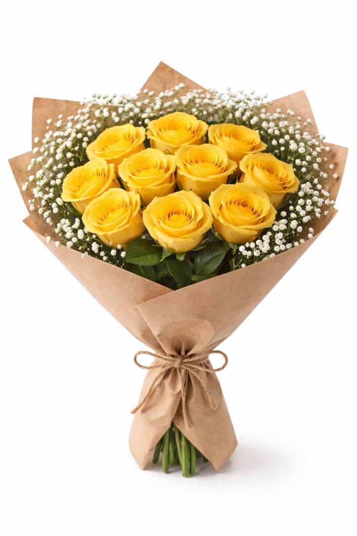 Brighton Rose Bouquet - Brighton Rose Bouquet  Radiant, cheerful, and full of warmth, this bouquet features Brighton roses, admired for their vibrant golden-yellow blooms and timeless elegance. Their bright, sunny color instantly brings joy and positivity, making them a beautiful way to celebrate life’s happiest moments.  Brighton roses symbolize friendship, happiness, optimism, and new beginnings. Their rich yellow tones convey feelings of appreciation, encouragement, and heartfelt affection, making them a thoughtful gift for friends, family, colleagues, or anyone who could use a little sunshine in their day.  Known for their striking color, beautiful bloom shape, and long-lasting freshness, Brighton roses create a stunning display that brightens any room. Their uplifting beauty and cheerful charm make them a favorite choice for both celebrations and everyday occasions.   Symbolism: Friendship, Happiness, Joy, Optimism, and New Beginnings.  Rose Variety: Premium Brighton Roses.  Perfect For: Birthdays, Congratulations, Get Well Wishes, Thank You Gifts, Celebrations, and Just Because Moments.