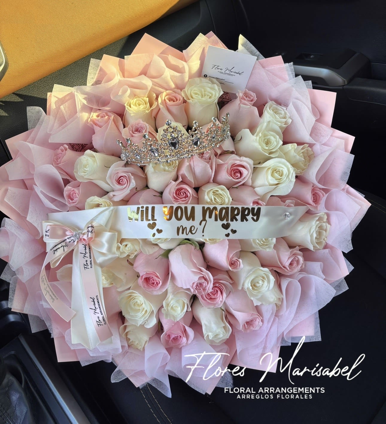 50 roses pink and white  layered wrap - 50 white and pink roses. Layered wrap. (Does not include ribbon or crown)