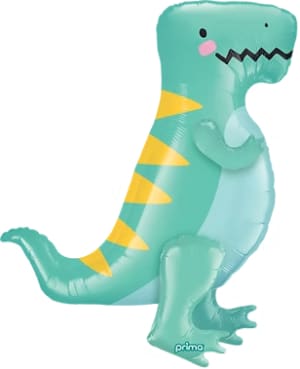 T-Rex Dinosaur Balloon - Teal T-REX Helium balloon, complete with a leash and moving arms. 