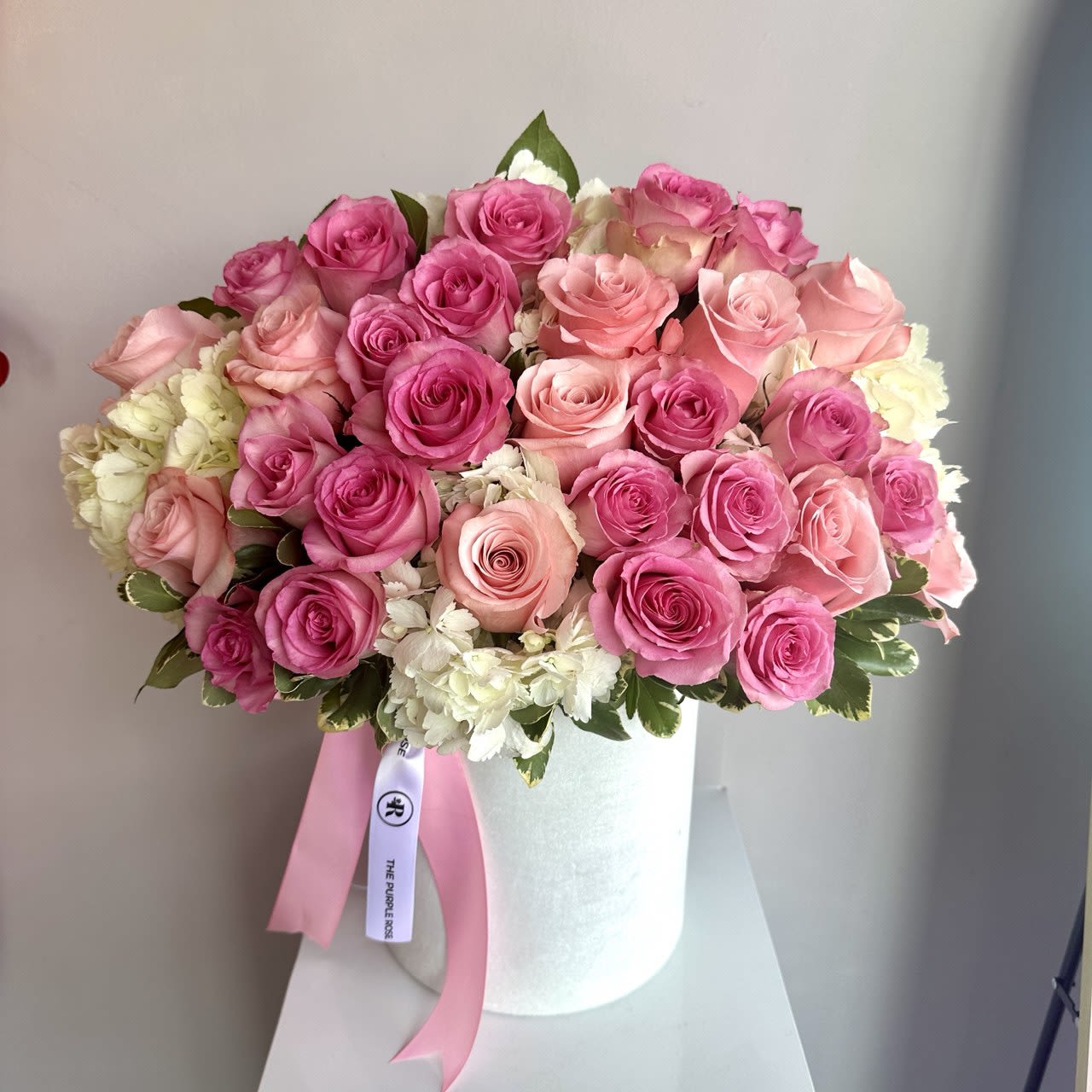 Rosie - A charming arrangement with roses in two elegant shades of pink — soft blush and deep rose — creating a romantic and feminine look, perfect for making someone feel truly special. STANDARD size is shown in the main picture.
