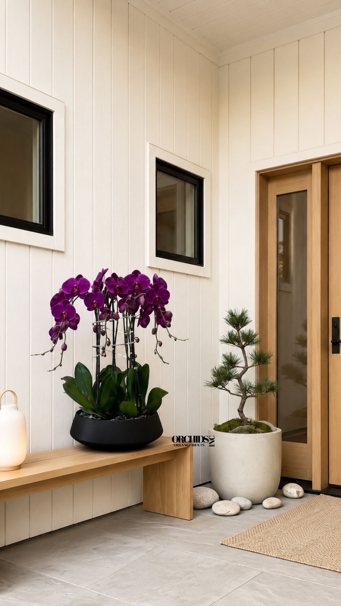 Purple Orchid Arrangements – Same Day Flowers Delivery - A luxury Seven Purple Phalaenopsis orchid Arrangement designed for gifting with a Vase 15.5” x 5.5”  . We offer flower delivery, same day flower delivery, orchid delivery, and same day orchid delivery in Miami. Buy orchids online across South Florida.