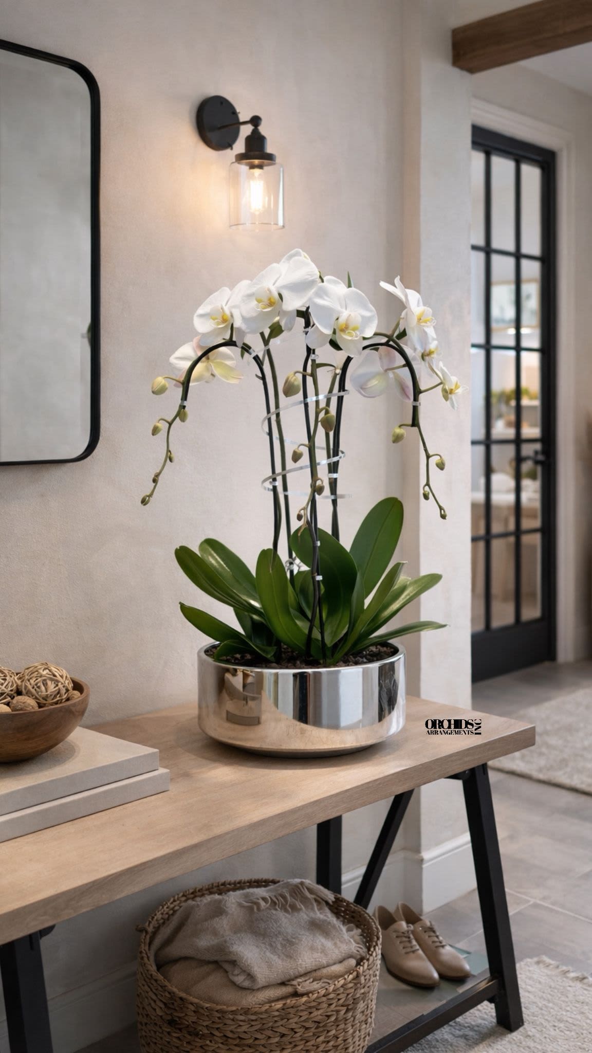 White Orchid Arrangement – Orchid Delivery Same Day - A luxury Triple White Phalaenopsis orchid Arrangement designed for gifting with a Vase 12” x 6” . We offer flower delivery, same day flower delivery, orchid delivery, and same day orchid delivery in Miami. Buy orchids online across South Florida. 
