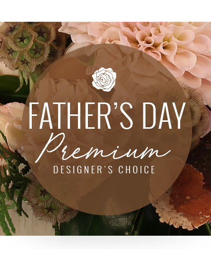 Father's Day premium floral arrangement with pale peach and cream blooms