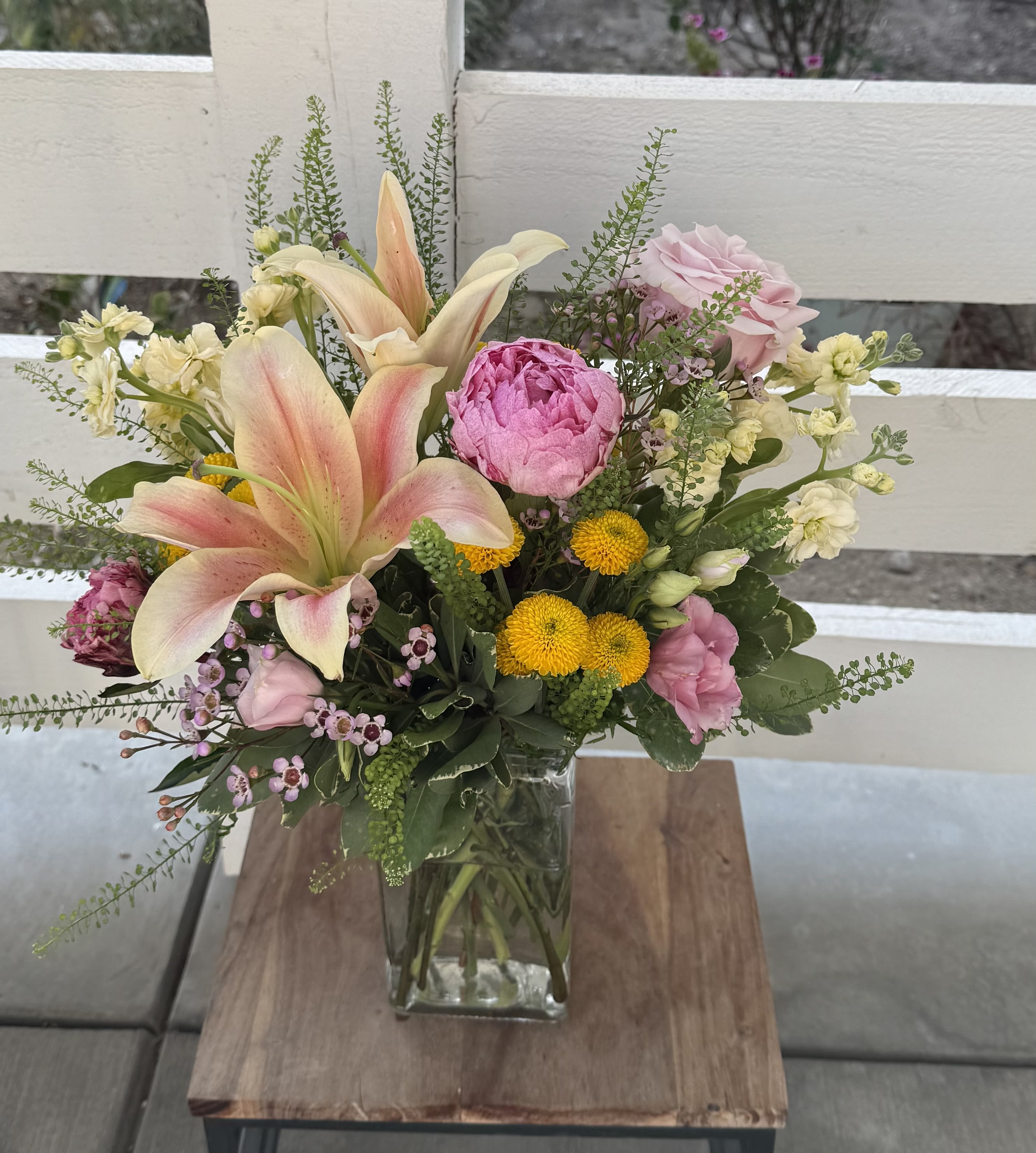 Dancing Bloom - Late spring flower bouquet filled with peoies, lilies and roses