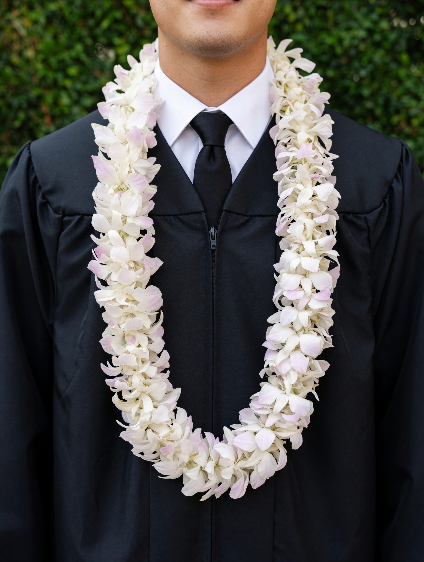 White Double Lei - A double-layered white orchid lei 