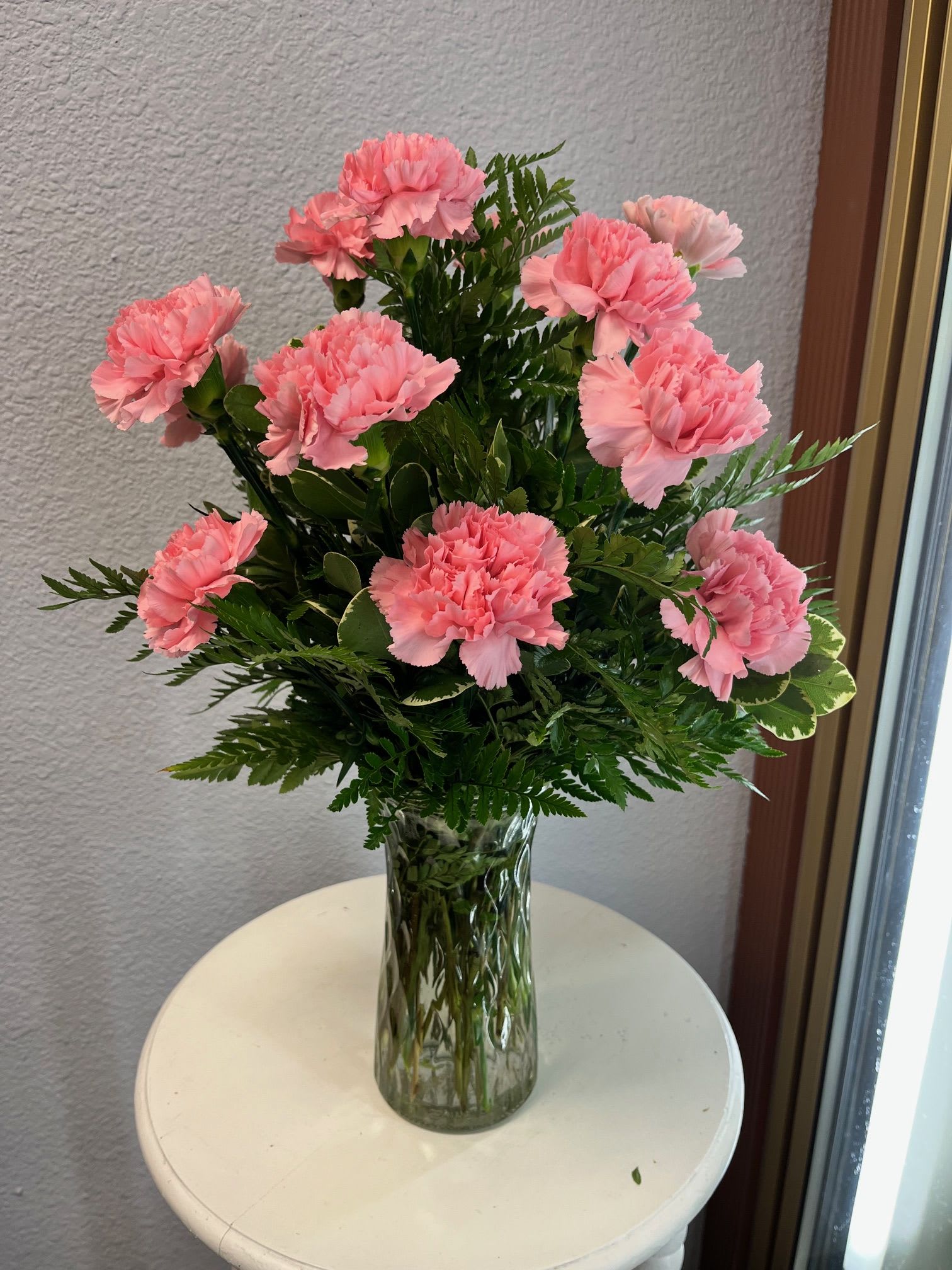 Pink Carnations (Vase Arrangement) - Pink Carnations beautifully arranged in a vase