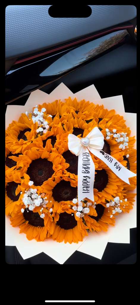Sunflowers bouquets  - Beautiful bouquet of seasonal sunflowers in buchon style long stems wrapped with floral paper includes a card with message and a bow with optional message