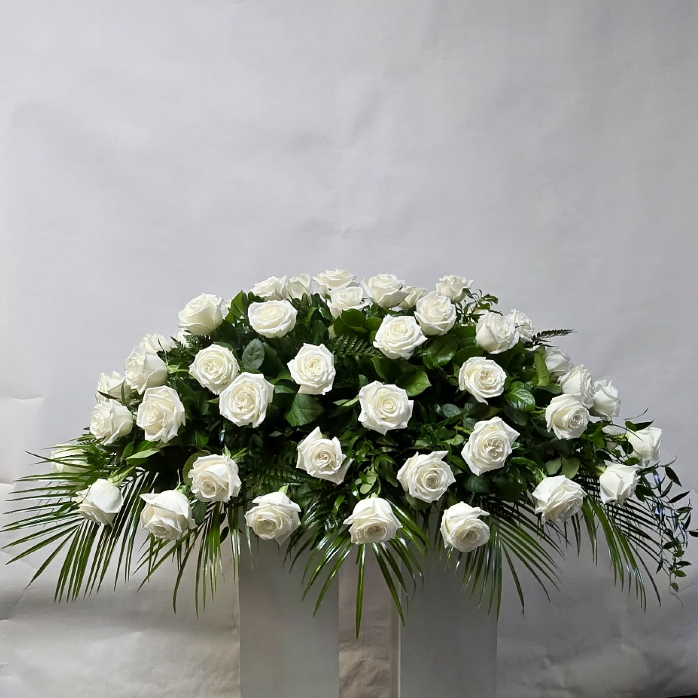 Loved By All Casket Spray - This Casket Spray Includes All White Roses. 
