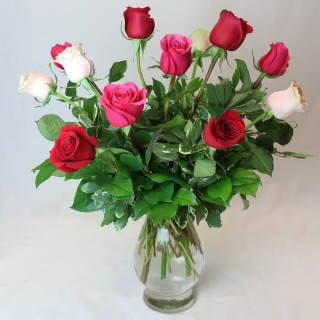 My Valentine - Dozen Roses Pink Red White