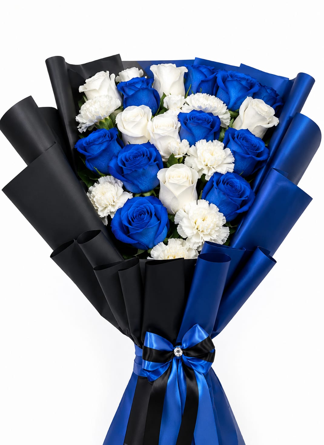 Blue Harmony  - Blue and White Roses mix Carnation 