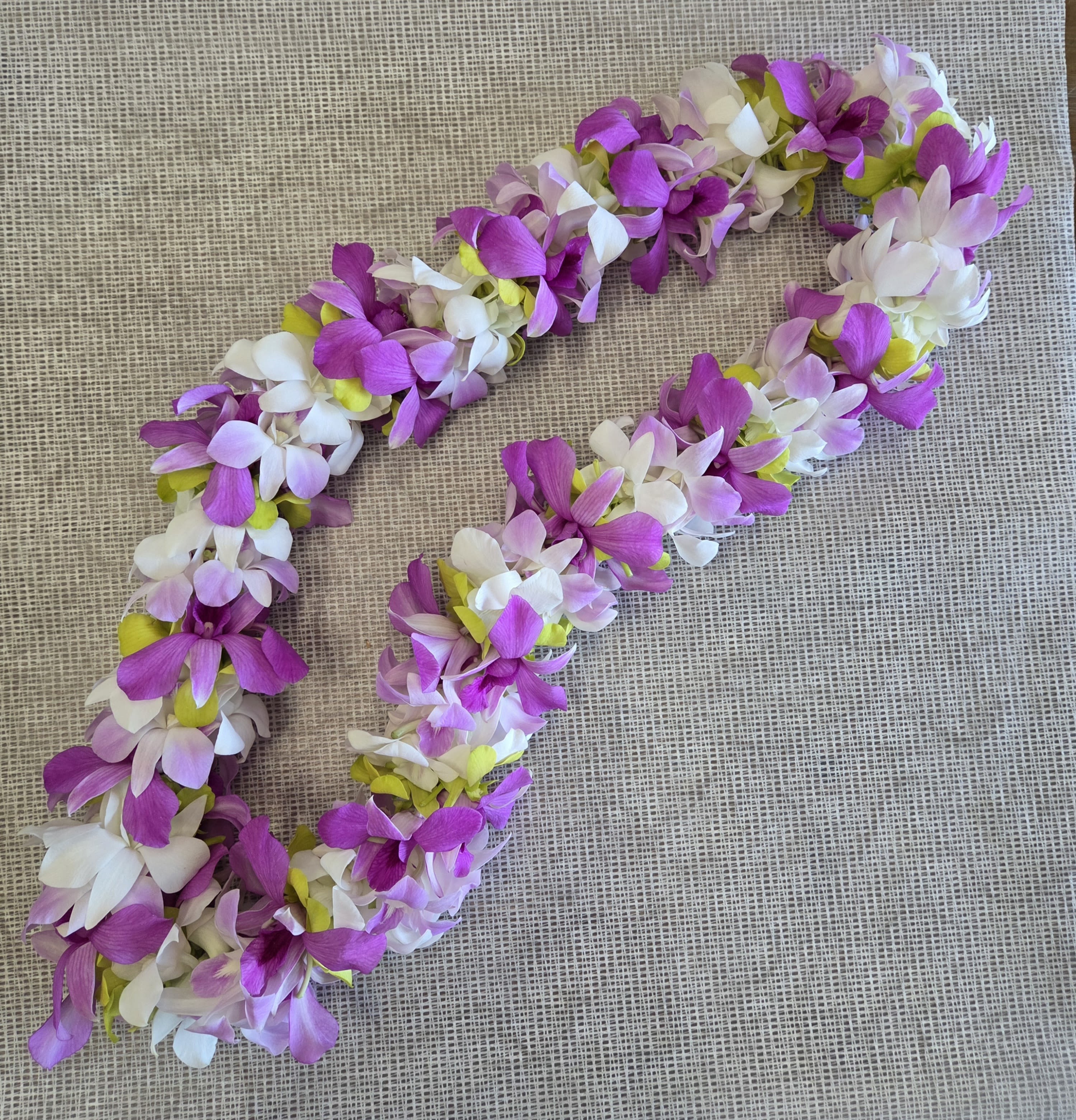 Graduation Orchids Lei (Pink &amp; Purple) - Our fresh orchid leis are handcrafted with natural flowers