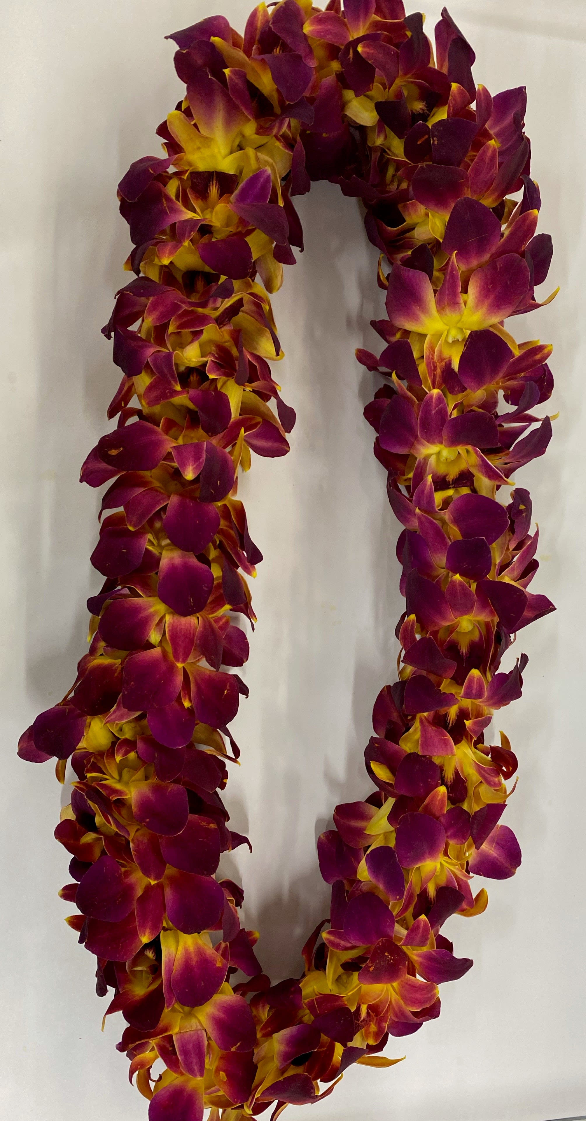 Double Strand Red Dendrobium Orchid Lei - Dendrobium Orchids. Must preorder 5 working day.