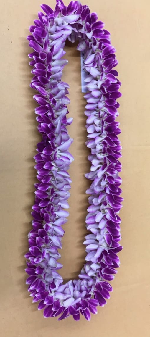 Princess Lei - customize double Purple Dendrobium Vanda Lei.  Note: Need 10 working days in advance to preorder. 