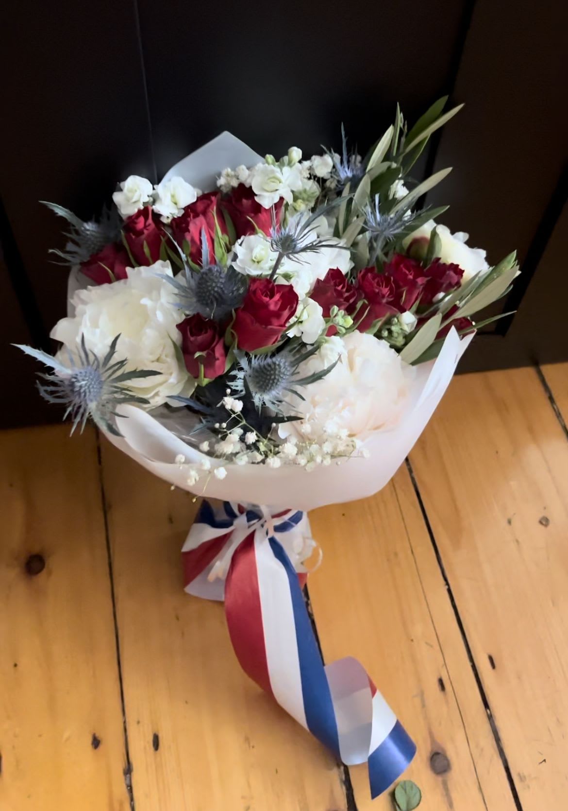 RED, WHITE and BLOOM - Celebrate a season of American pride with this vibrant bouquet.  Artfully arranged and wrapped, it’s perfect for everyday, cookouts, grad parties, watch parties, hostess gifts and all your summer celebrations!  