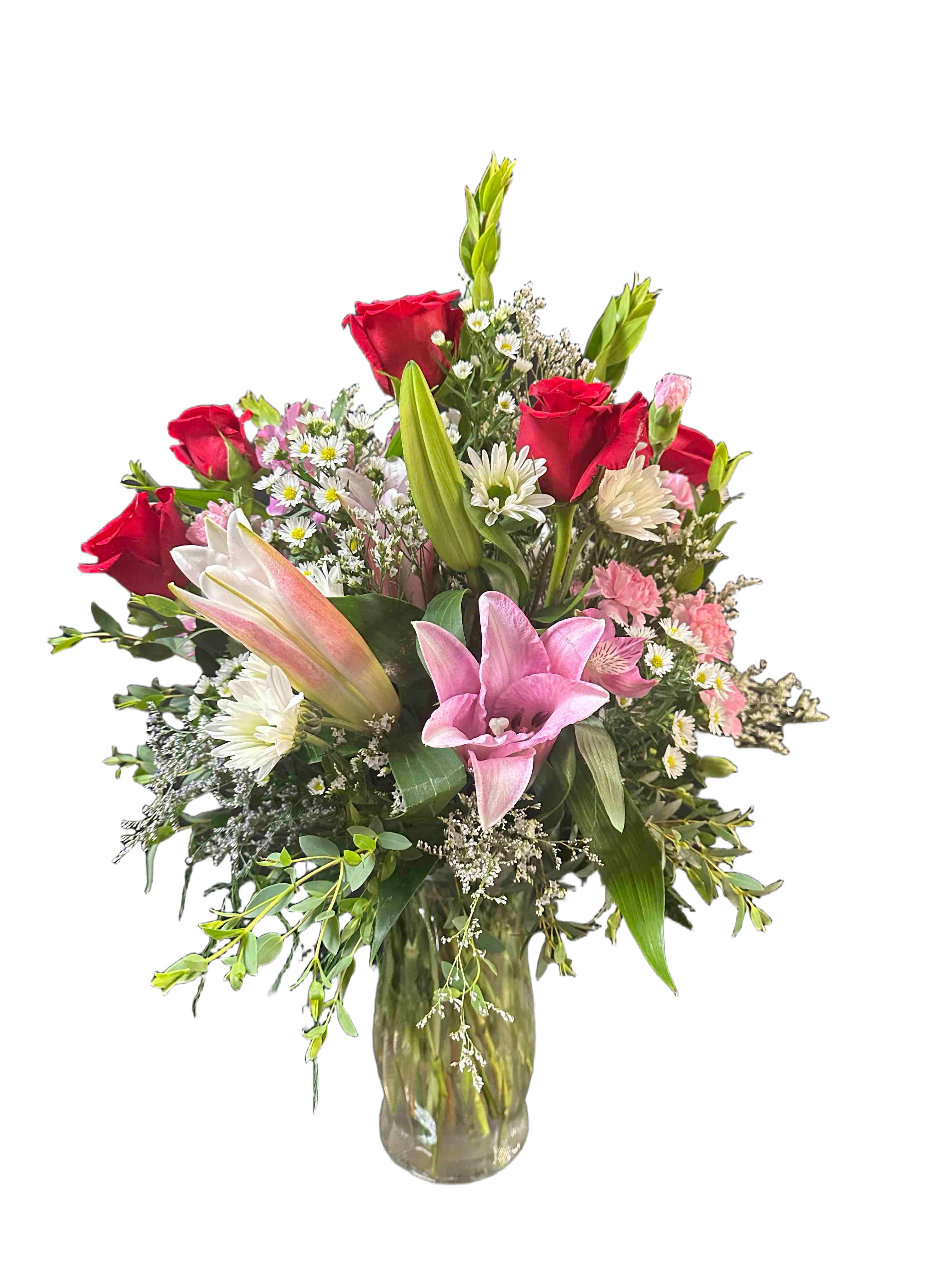 Powerfully Pink Bouquet - Mix of pink and white flowers including lilies and roses
