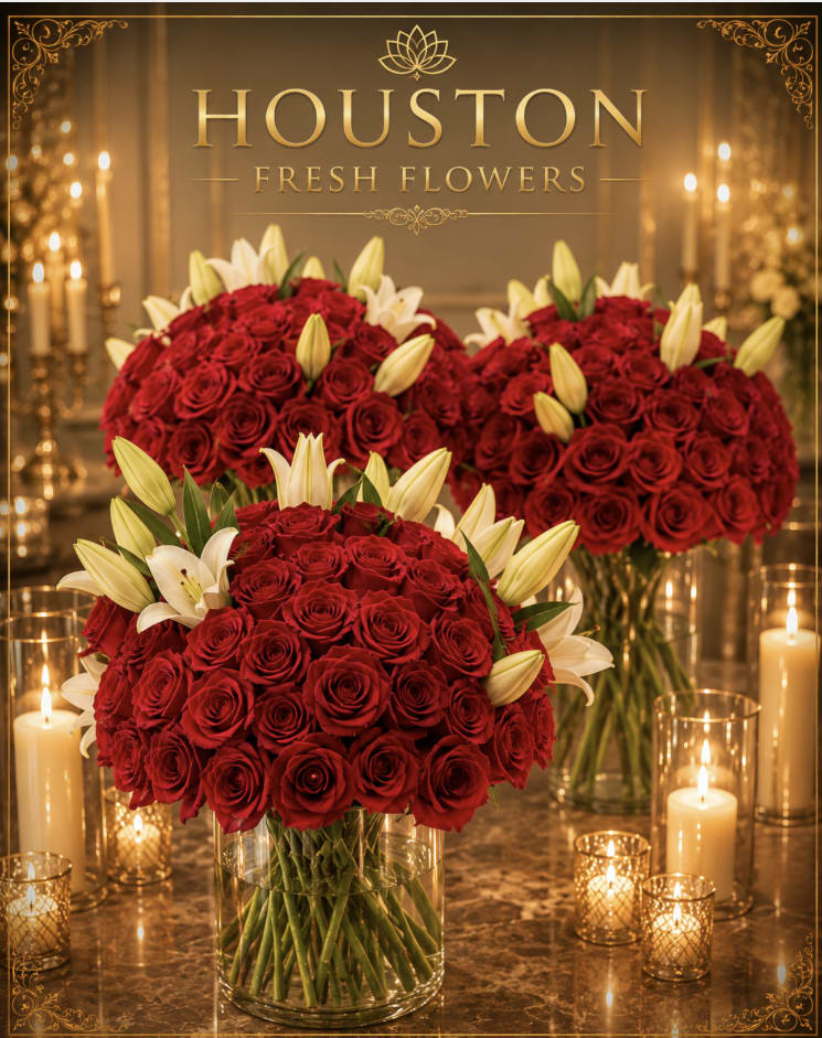 100 Red Roses with Lilies - Roses with Lilies is a beautiful choice to surprise! Please Note: We may replace the vase.