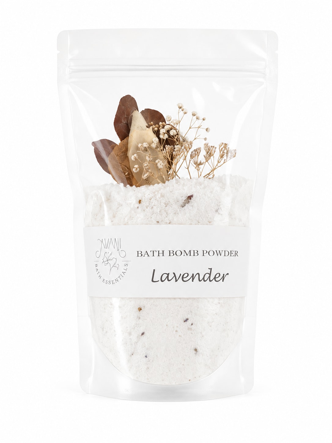  The Bath Garden - A pocket of calm: a clear resealable pouch of white bath bomb powder topped with a tiny cluster of dried botanicals and a layered flower-shaped soap nestled in a shallow wooden gift box. The Bath Garden is a spa-style gift set for anniversaries, birthdays, or a just-because moment when you want the person you're thinking of to pause and feel pampered. Soft pink marbling, creamy white tones, and neutral beige and brown botanicals give it a minimalist, handcrafted look that reads as both romantic and quietly luxurious.  Inside, you'll find the resealable pouch filled with bath powder finished with preserved beige leaves and petite white filler blooms, plus a handcrafted cream-and-pink floral soap cushioned on crumpled brown tissue paper. The set arrives tied with twine, a round product label, and a paper tag in a rustic wooden box-ready to gift for new parents, a grateful colleague, or the friend who needs a little extra love. No-fuss care: the pouch keeps the bath mix fresh until they're ready to indulge, and the soap makes for a sweet, shelf‑worthy accent until bath time.