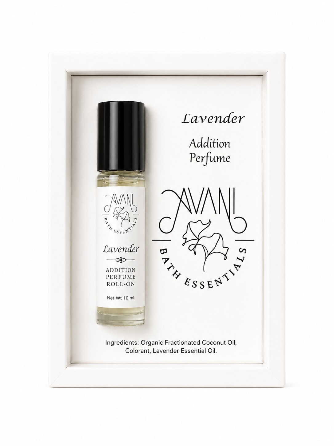 The Self-Care Collection - Sleepy-lavender calm in a box - this self-care gift set is built for someone who needs a pause. The Self-Care Collection is a spa-like gift set perfect for birthdays, a "thinking of you," or a quiet anniversary treat; it presents a lavender roll-on perfume, bath soaps, a floral-pink body scrub, and a resealable bath bomb pouch in a clean white framed display that reads peaceful and intentional.  Inside you'll find a clear roll-on perfume bottle with a black cap and minimalist black typography; two artisanal soap bars (one dark gray, one cream) wrapped in clear plastic with simple printed labels and dried botanicals; a pale-pink granular body scrub in a clear jar with a white screw lid; and a resealable pouch of bath bomb powder topped with dried botanicals. Everything is packaged with printed labels and clear wrap for a neutral, modern look in whites, blacks, soft pinks, muted browns and lavender accents - great for recipients who like understated, natural textures over flashy florals.  Give this to someone who deserves a slow moment - the kind of set that makes them feel seen and cared for. Sized as a compact gift box, it's ready to present as a small but thoughtful pampering ritual; recommend they store products in a cool, dry place and enjoy the roll-on and baths as needed for an easy at-home spa experience.