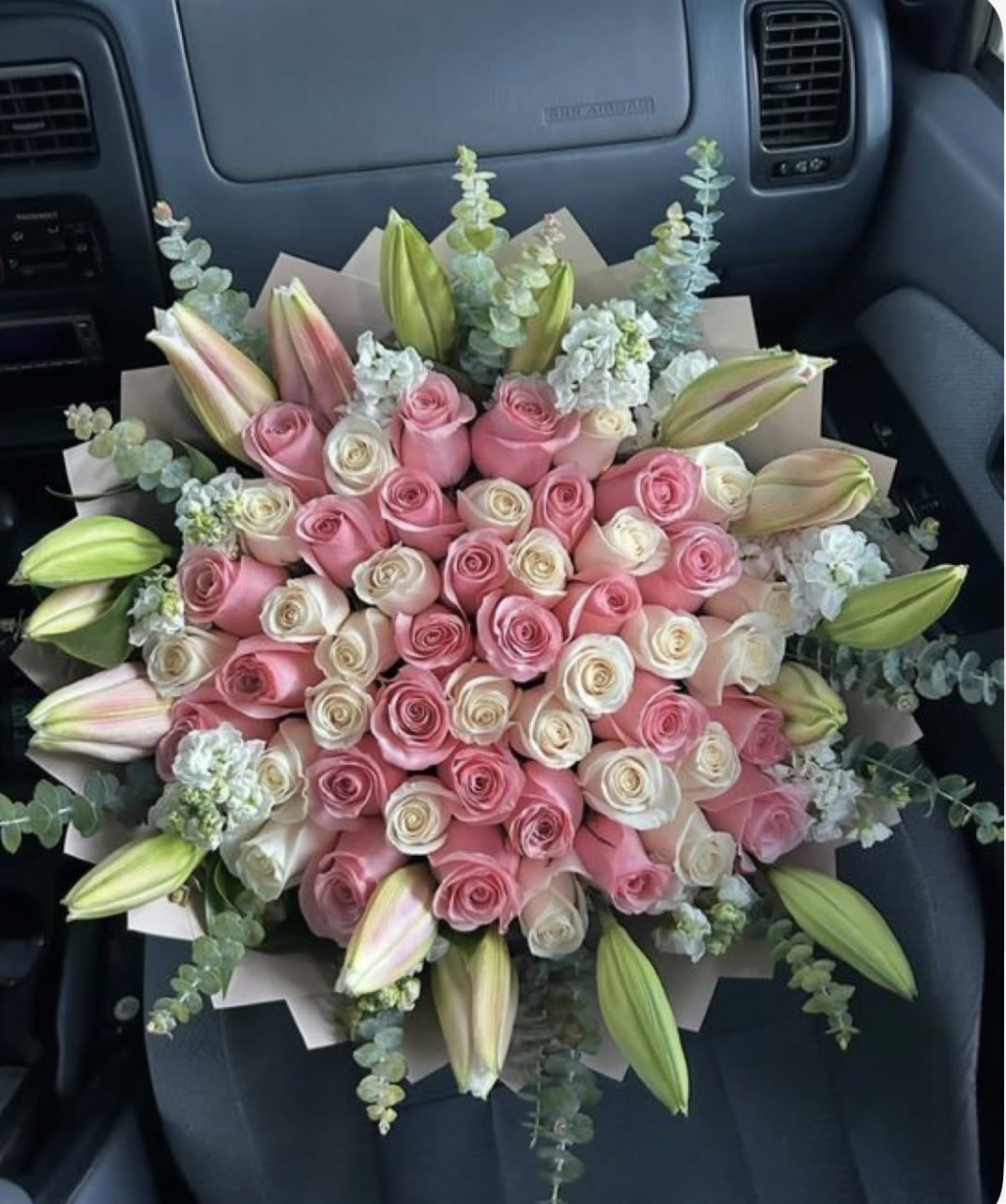 Bright Buchón Mix  - 50 Count Ramo Buchón With Lilies , snap ,eucalyptus 