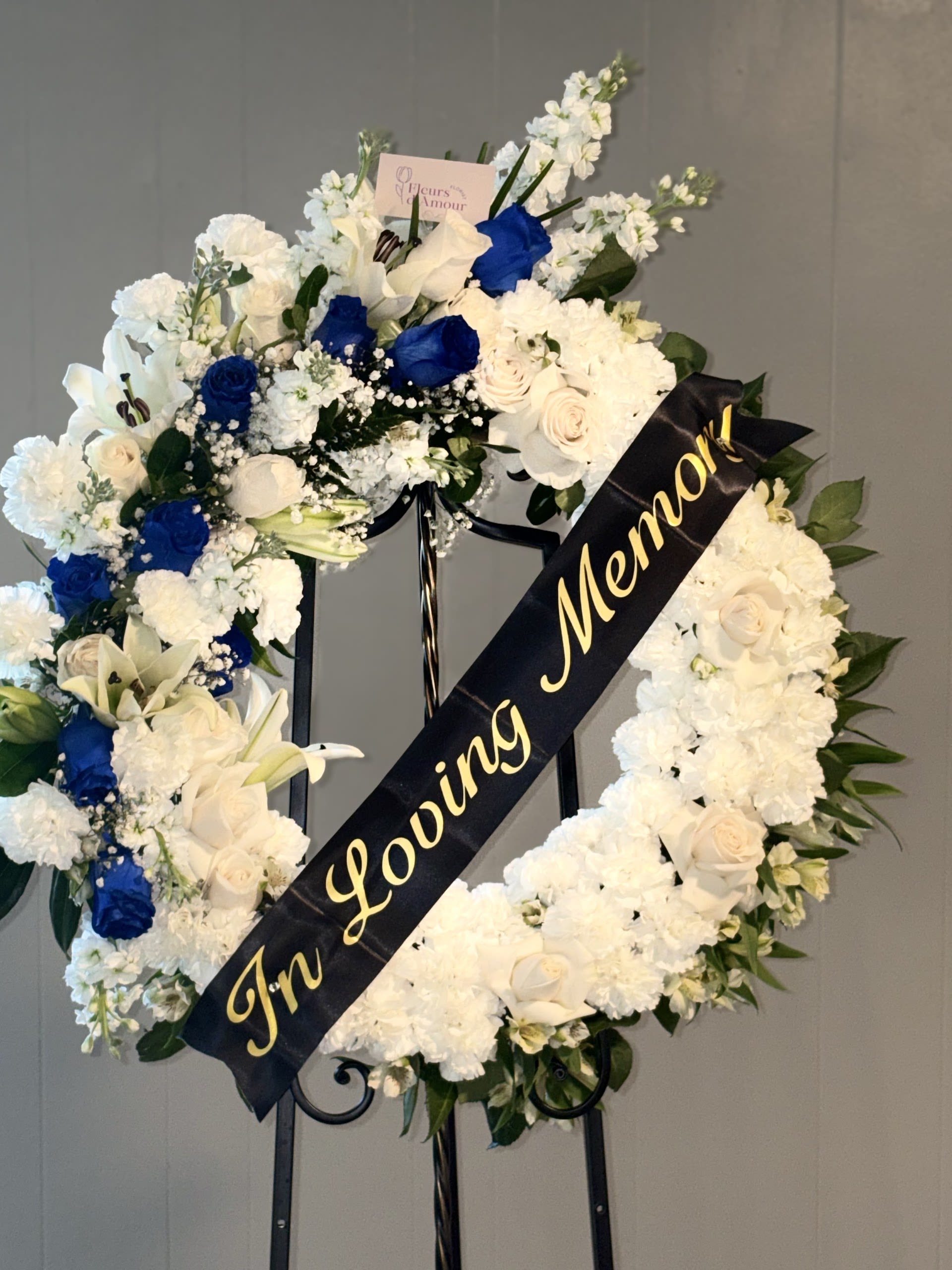 forever blue - beautiful blue and white wreath