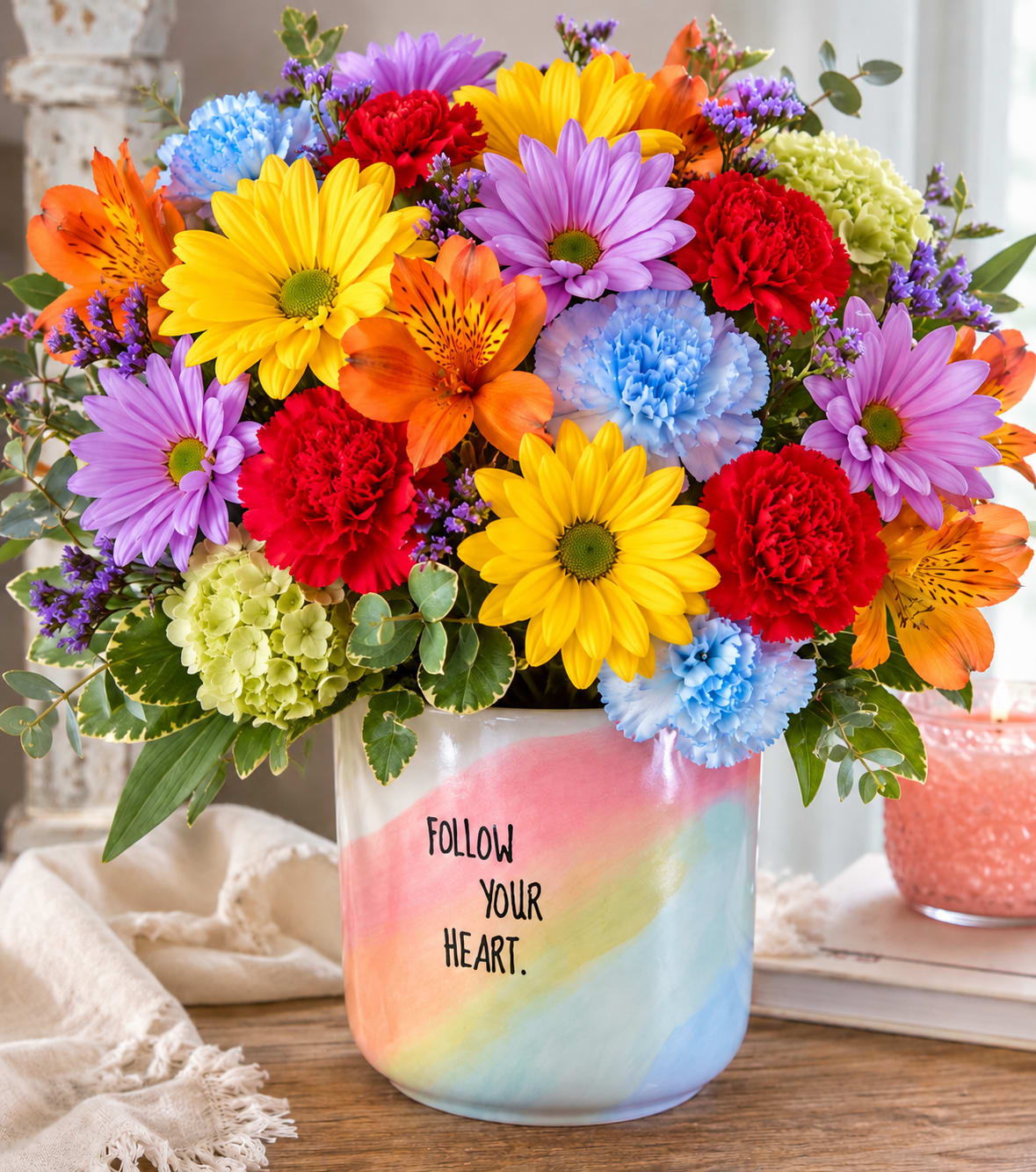 Follow Your Heart  - Celebrate love in all its beautiful forms with this cheerful bouquet bursting with color and joy. Designed to honor Pride Month, it's a bright reminder that kindness, acceptance, and love make the world bloom