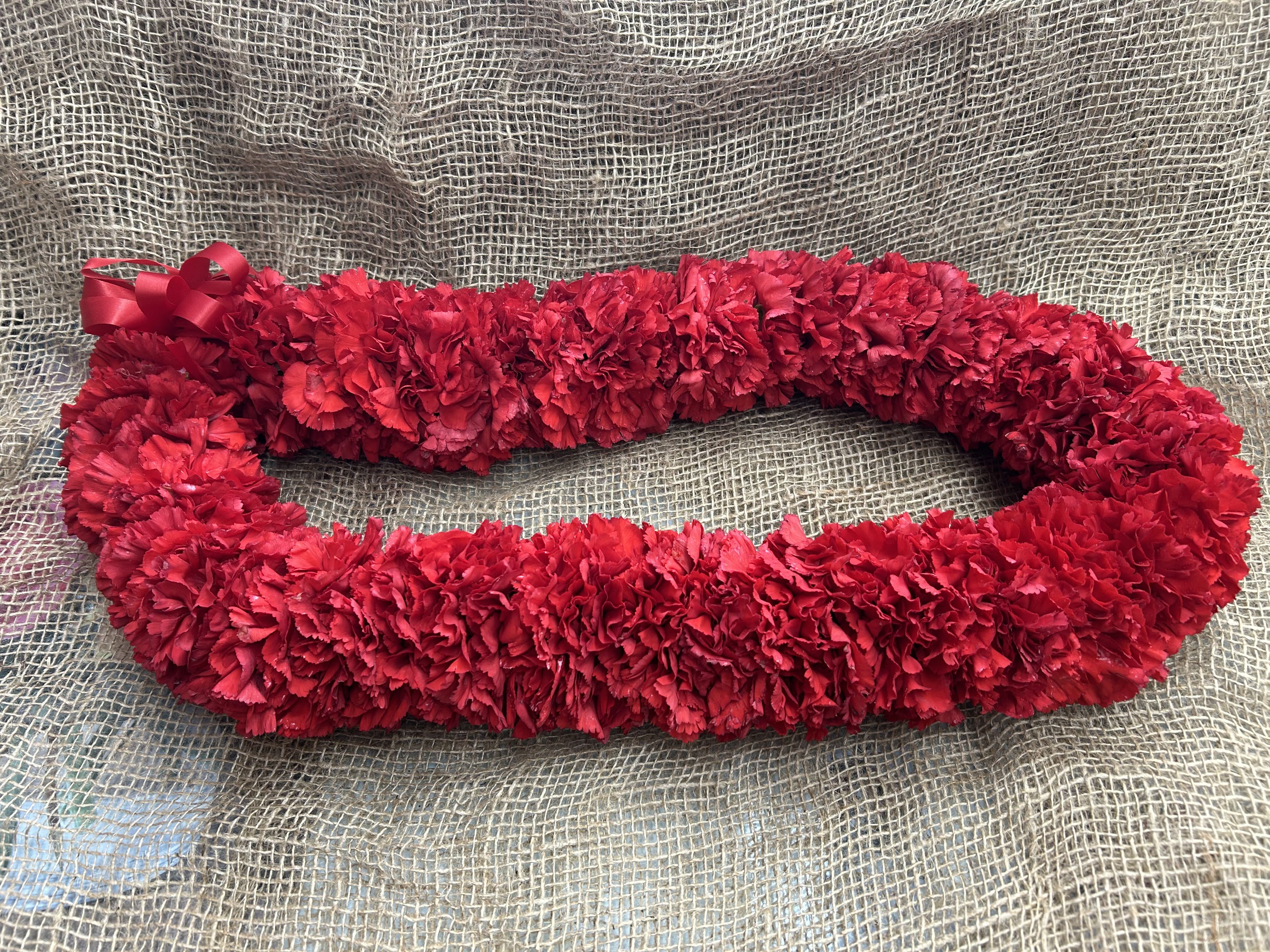 Carnation Lei - **Must be ordered 2 days in advanced**  Colors Available: Red, White &amp; Pink 