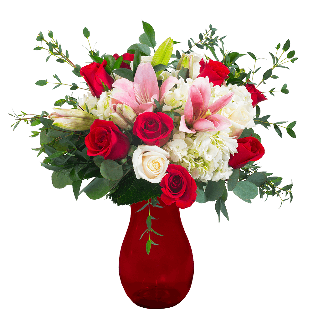 *Special* Vased Designer's Choice Romantic (online only)- $100 Value - Let our designer create a beautiful arrangement with the freshest flowers of the season!  