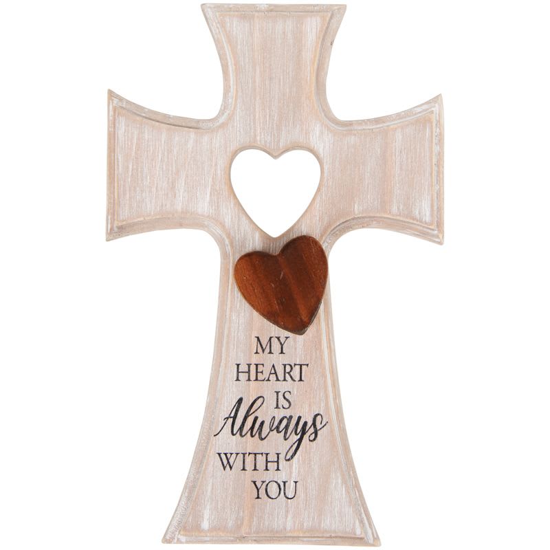 Memory Cross w/ Heart (light wood) 'My Heart...' - Memory Cross w/ Heart (light wood) 'My Heart...' 10200