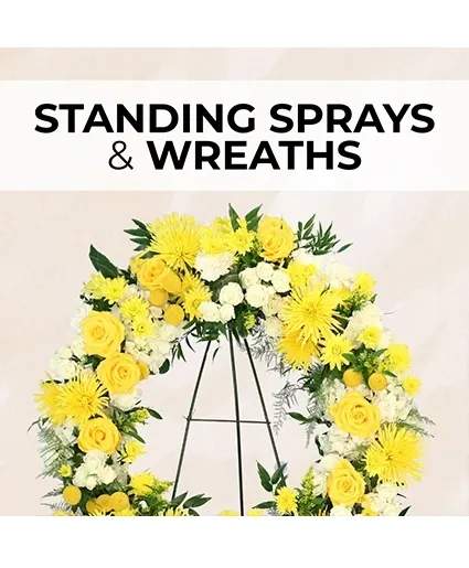 Standing Sprays &amp; Wreaths Florist’s Pick Designer's Choice - Make a graceful gesture with a custom standing spray or wreath. Designed by local florists, these sympathy arrangements are perfect for funeral services or celebrations of life. Each design features fresh flowers arranged with care and love.