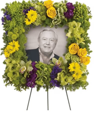 Richly Remembered - If you are lucky enough to have a treasured photograph, or other memento of someone dear, this is such a lovely way of sharing your memories with others. Pretty blossoms and greenery create a beautiful framework for your tribute. Other colors are available