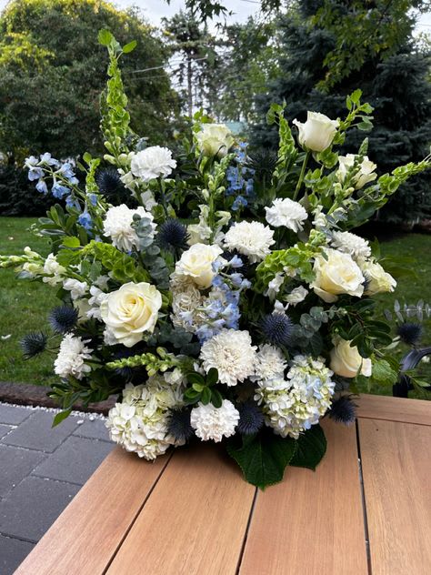 Nuntacket - White and blue garden style large arrangement