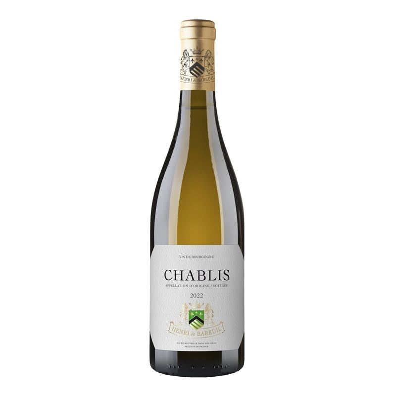  Chablis Chardonnay 2023 AOC - Chablis Domaine Rochebin Henri de Bareuil, crafted from 100% Chardonnay grapes, epitomizes the essence of the iconic Chablis terroir. With a pale straw color, it beckons with a nose redolent of flinty minerality, green apple, and citrus zest. The palate is greeted with a vibrant acidity, seamlessly integrated with flavors of lemon, Granny Smith apple, and a subtle saline note, characteristic of its limestone-rich soil. Its lean, medium-bodied structure showcases a distinct chalky texture, leading to a precise, lingering finish that refreshes the palate. This Chablis Rochebin is a testament to the meticulous craftsmanship and unique character inherent in Chardonnay from the Chablis region, making it a delightful choice for enthusiasts seeking a true expression of this noble grape. 