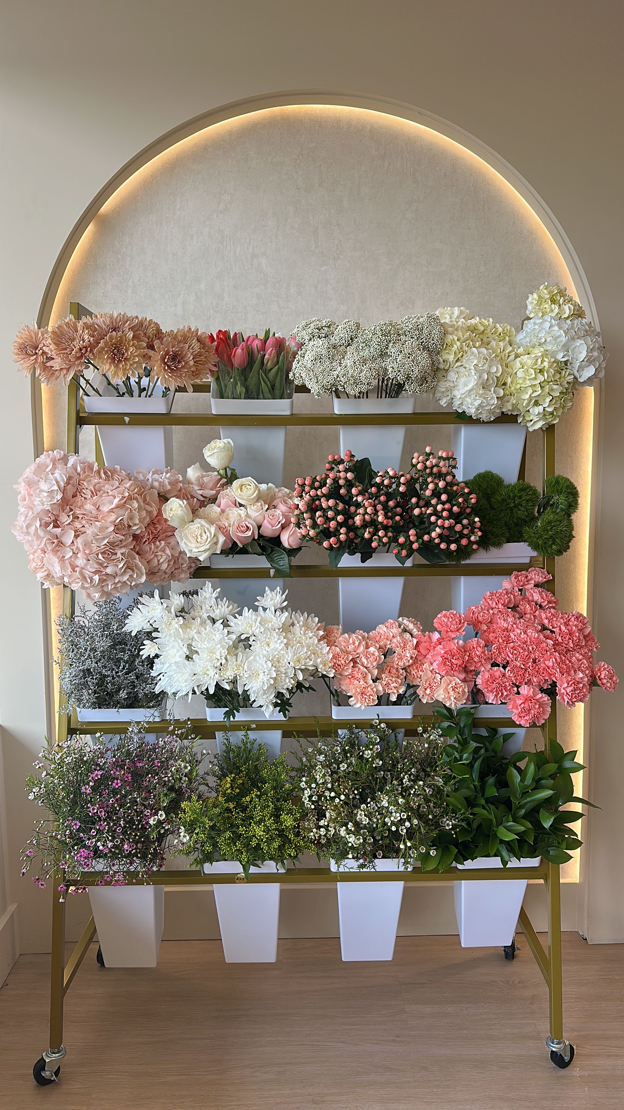 Flower Cart Rental  - Create a memorable experience your guests will love with our flower cart rental. Popular for Bas Mitzvahs, parties, birthdays, and get togethers. Can be used as a self serve bouquet station, floral bar, or elegant display. Our cart can be customized with fresh flowers to complement your event's color palette and aesthetic. 