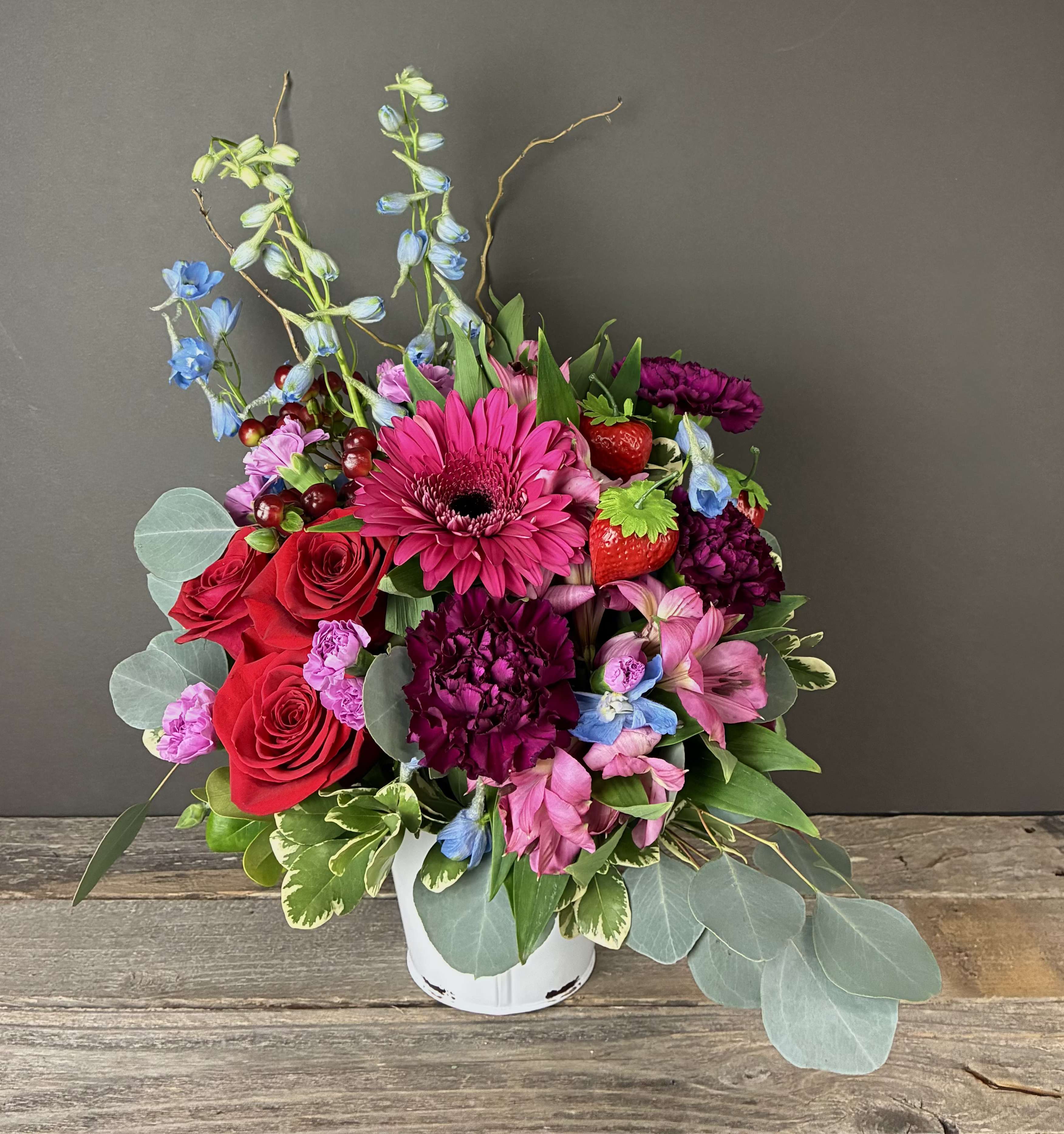 Berry Sweet - Sweet berry toned florals accented by little faux strawberries. It doesn't get sweeter than this!