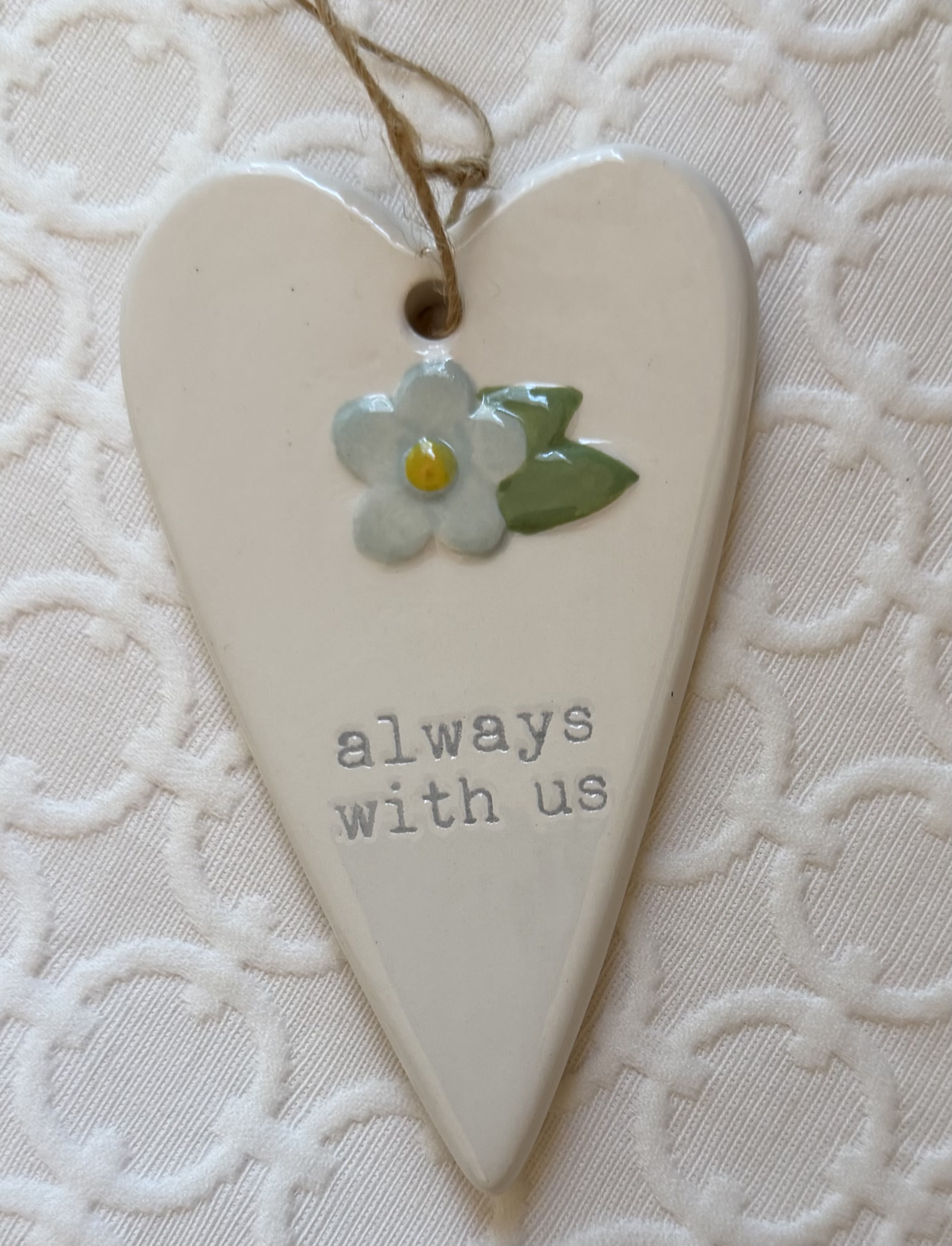 Always With Us Ceramic Heart  - 5x3 Ceramic Heart