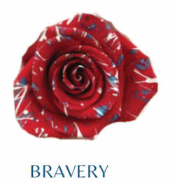 Bravery Bouquet - One Dozen Bravery roses in a vase with green and white filler flowers and a festive bow