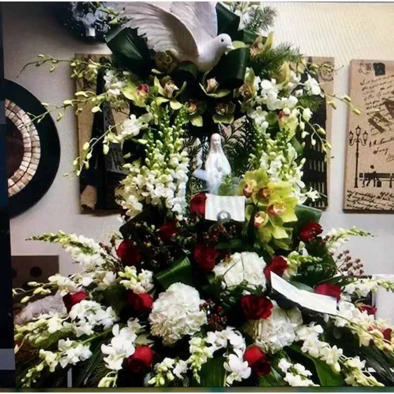 Gates Of Heaven Bouquet - Floral Spray With A Dove And Gates. 