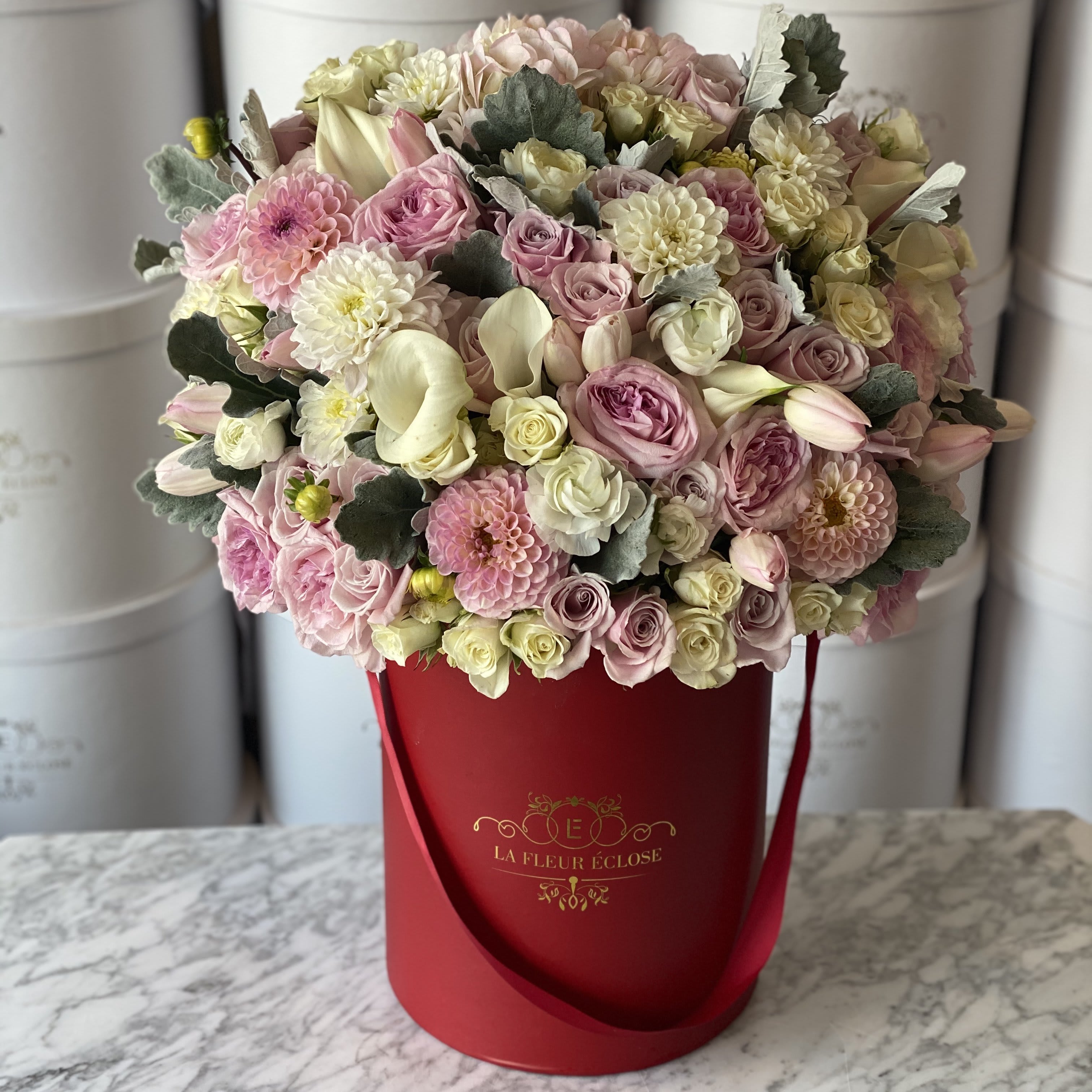 Americana - Lovely pink and whites in our red signature box