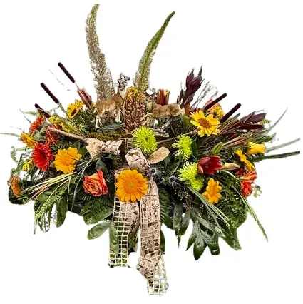 Deerest Farewell Floral Design - In remembrance of a sportsman who loved deer hunting and spending time in nature.