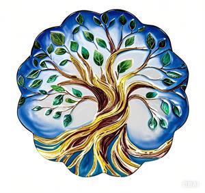 Tree of Life Birdbath - Hand Painted Metal Birdbath