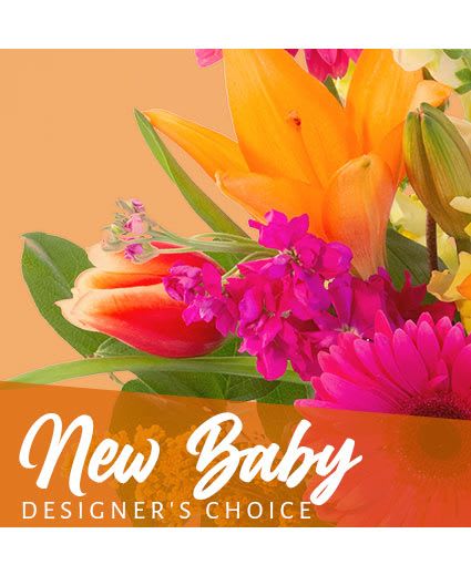 New Baby Bouquet Designer's Choice - Oh, baby baby! The little one is finally here! Our designers will create something that celebrates the growing family and perfectly congratulates the new parents on their blessed tiny human. Being a new parent can be tough! We want to help you accentuate the happy feelings that come with bringing a new baby into the world.