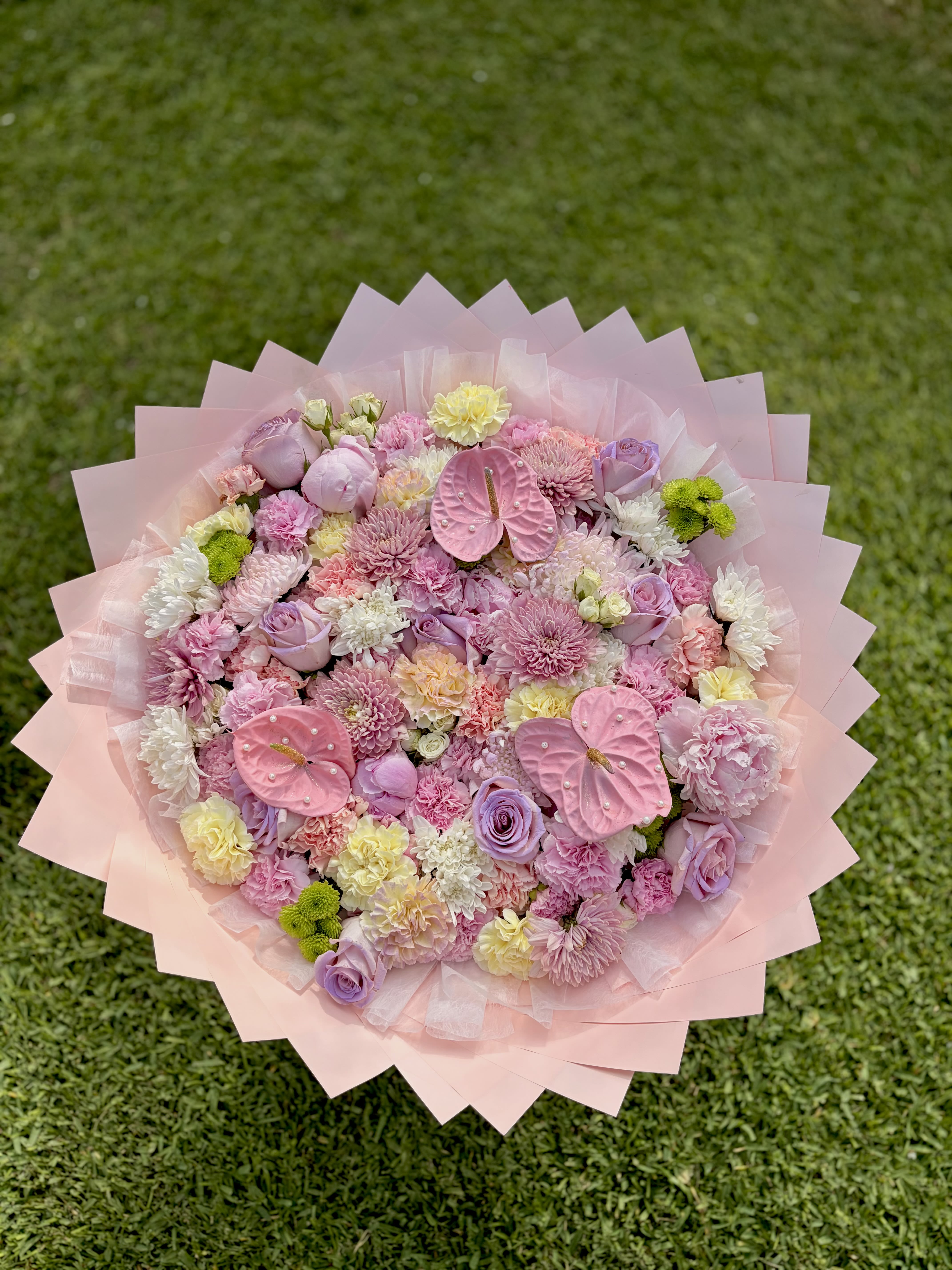 Dreamy Pastel Mix - Dreamy pastel mix bouquet. Delicately designed and to feel like a bouquet straight out of a dream. Grand and lush, this bouquet will have everyone stoping and admiring. 