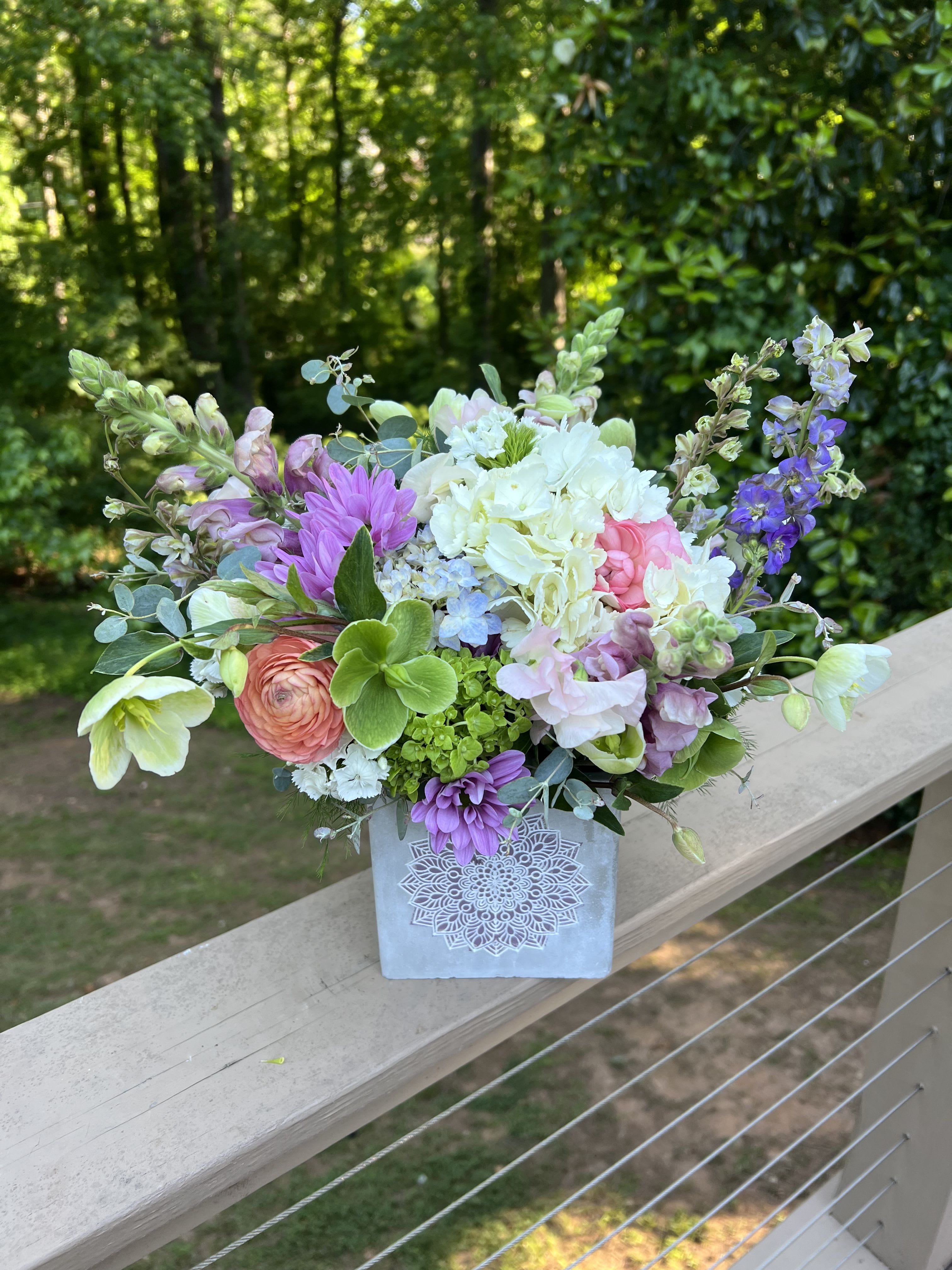 Springtime Blossoms - Ombré bouquet with a color palette of your choice. Fragrant arrangement that can start at any end of the color wheel. Some flower options are seasonal.