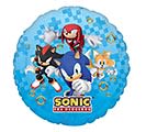 18" Sonic Mylar - Bright, playful and instantly recognizable, this 18" Sonic Mylar foil balloon brings Sonic the Hedgehog energy to a birthday celebration. As a birthday balloon or party gift, it makes the person you're celebrating-especially kids or fans of the game-feel excited and seen with bold character artwork on a bright blue field and lively red, black and yellow accents.  The round 18-inch foil balloon features printed Sonic characters and logo for a cartoon-forward, kid-friendly look that pairs easily with themed party décor or a small bouquet of blooms. It arrives ready to float-an easy, festive add-on to mark birthdays, game-night celebrations, or a congratulatory surprise that says "you're awesome" in a big, colorful way.